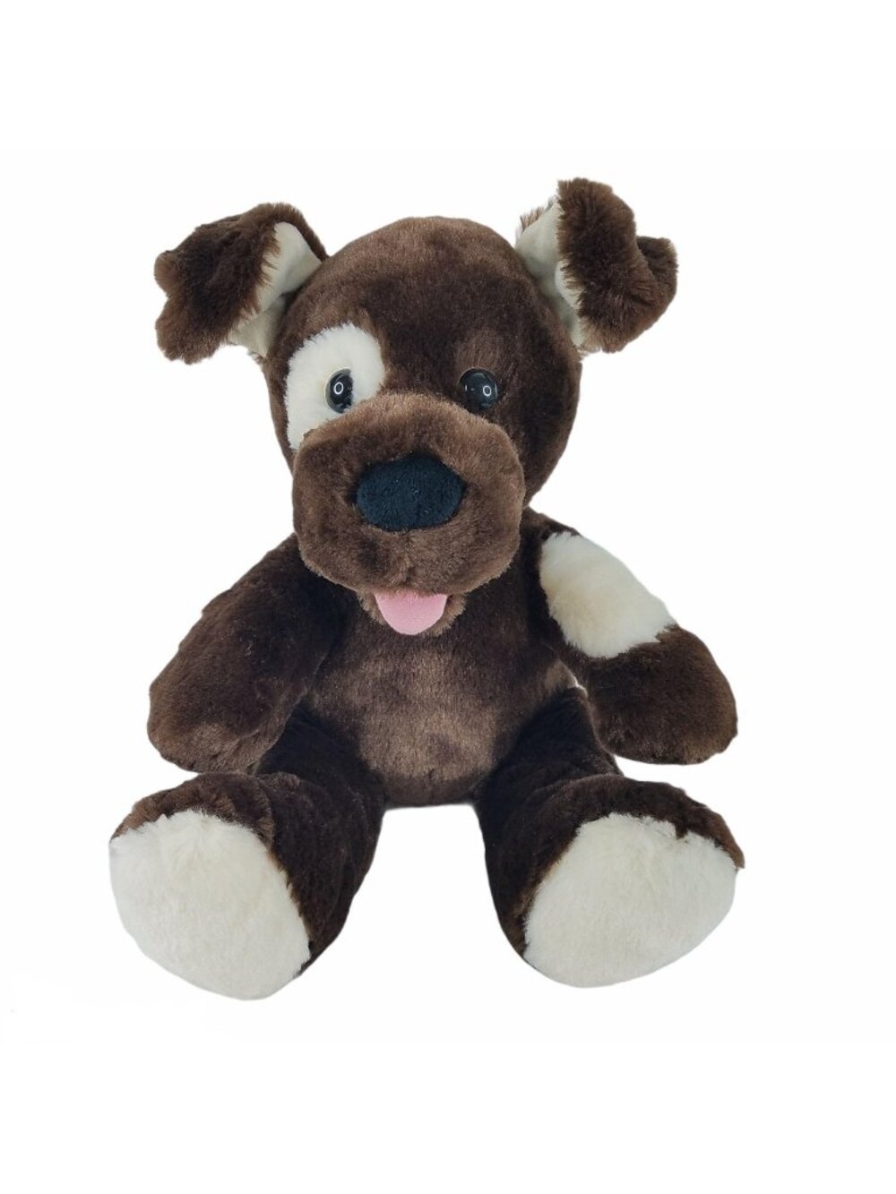 Build a Bear Dog Plush Lil Fudge Dark Brown 11 inch Eye Patch Spot Tongue BABW